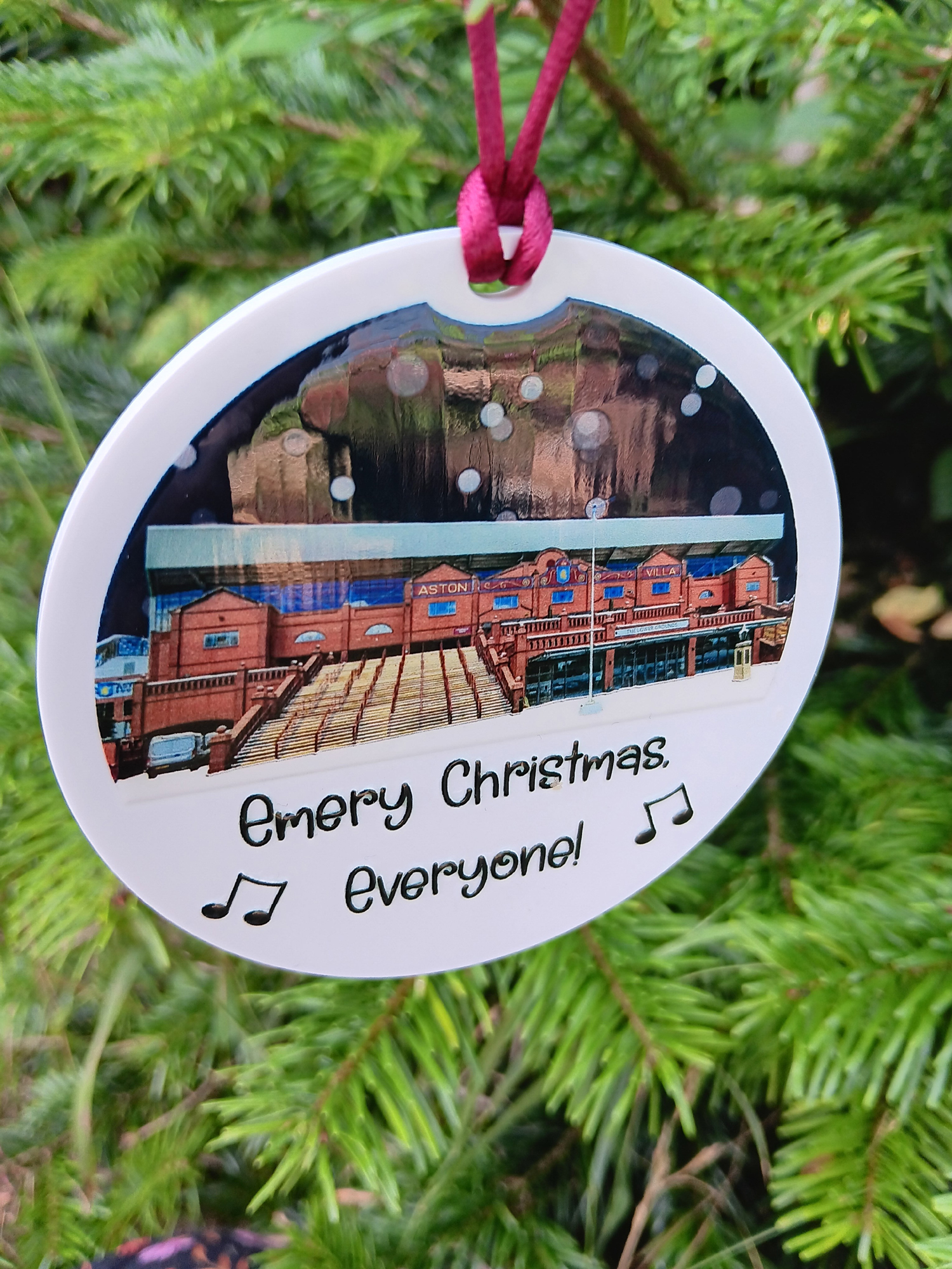 Stadium bauble snow scene