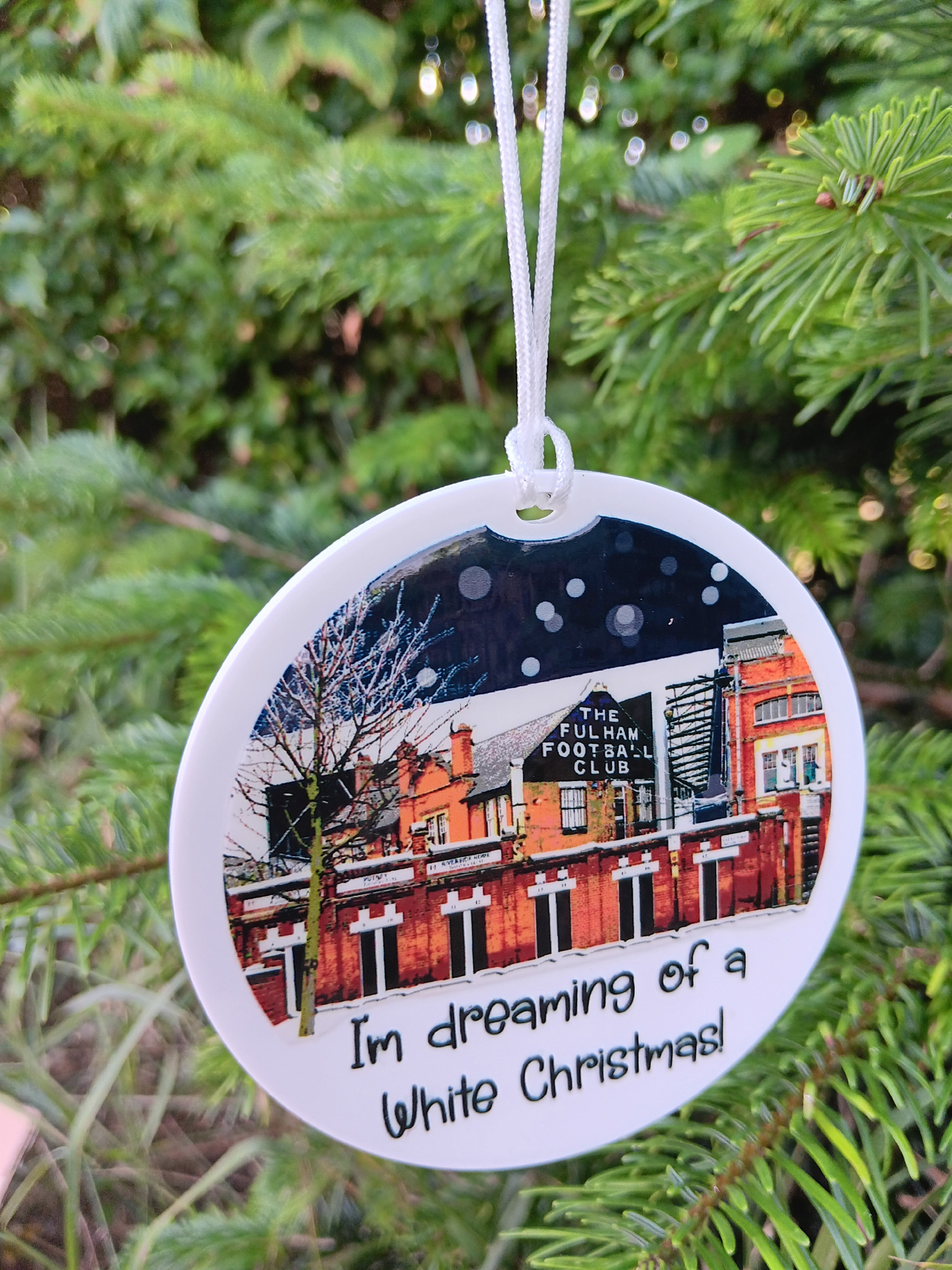 Decorations hanging on a Christmas tree